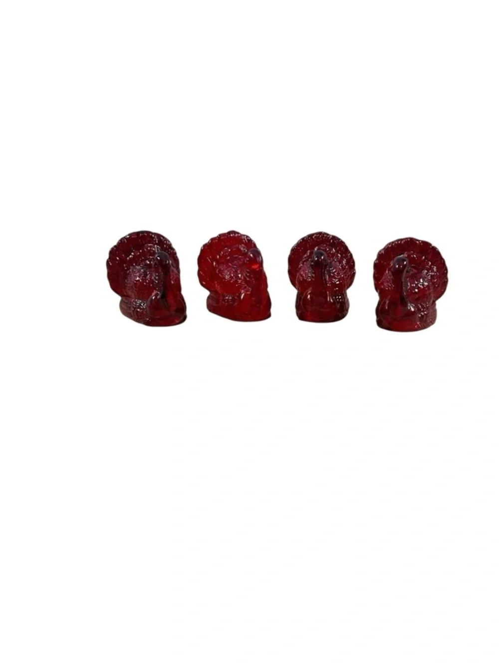 4 Williams-Sonoma Cranberry Turkeys Tapers Candles Holder Cranberry Amberina